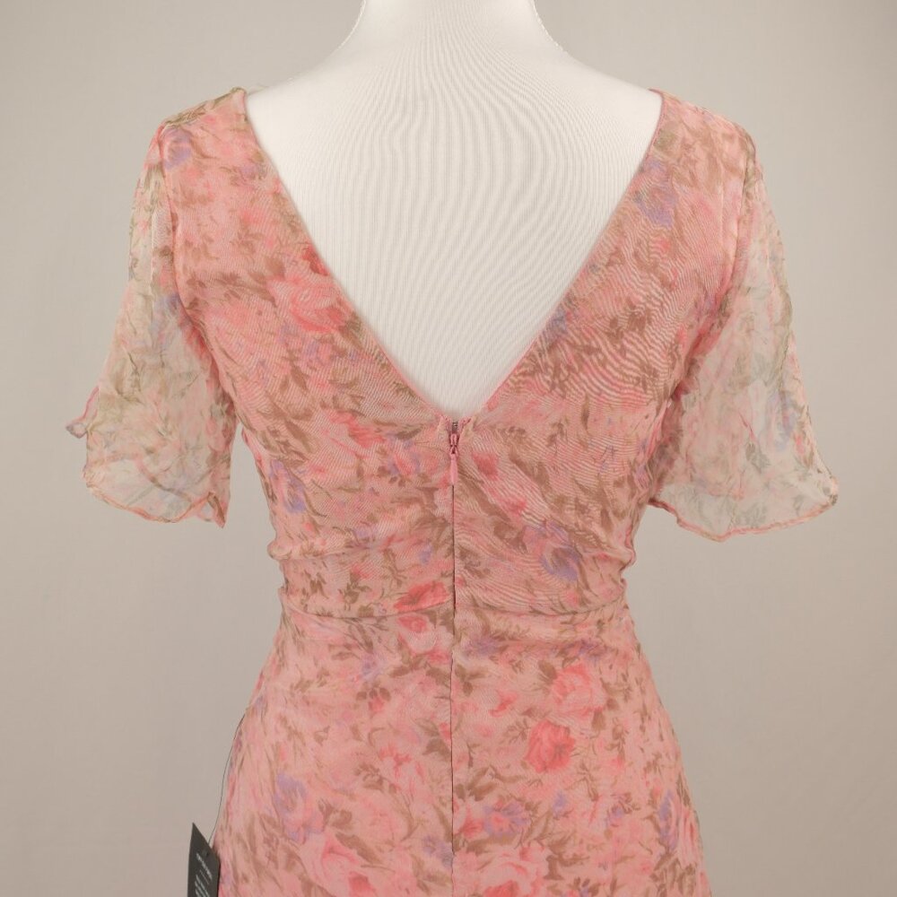 Lulu's Dreamiest Desires Floral Flutter Sleeve V-neck Maxi Dress, Pink, Small - Picture 6 of 11